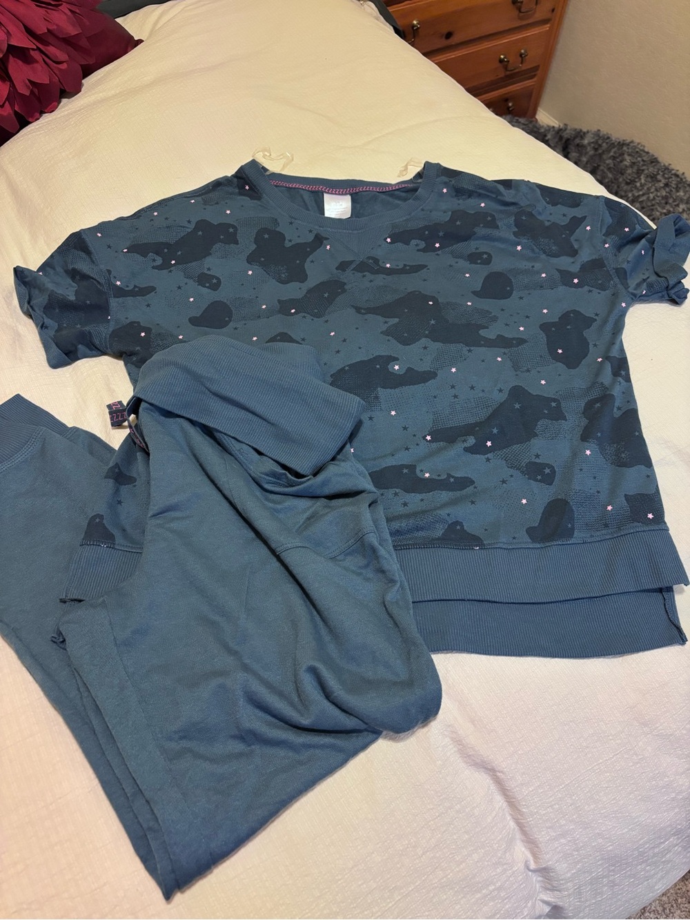 Secret Treasures Blue Cloud & Star Short-Sleeve Pajama Set